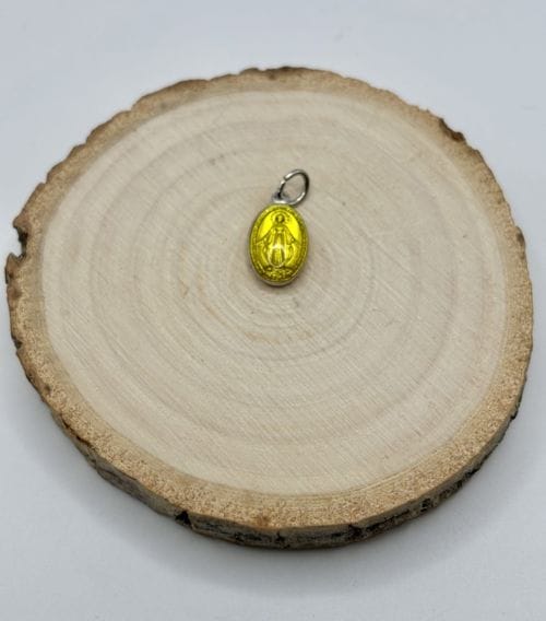 Médaille miraculeuse, aluminium, ovale 17 mm, émail couleur Jaune