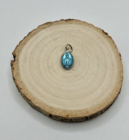 Médaille miraculeuse, aluminium, ovale 17 mm, émail couleur Bleue