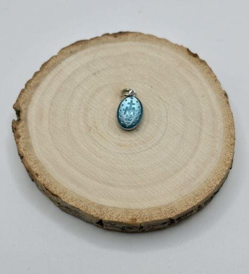 Médaille miraculeuse, aluminium, ovale 17 mm, émail couleur Bleue