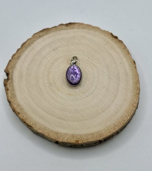 Médaille miraculeuse, aluminium, ovale 17 mm, émail couleur Violet