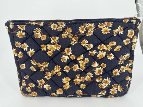 Housse Ordinateur INDIE 100% Coton - "La Vie est Belle" - Couleur Bleu avec Fleurs