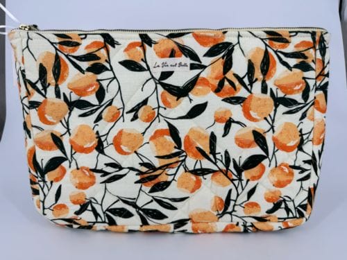 Housse Ordinateur INDIE 100% Coton - "La Vie est Belle" - Couleur Pêche Orange