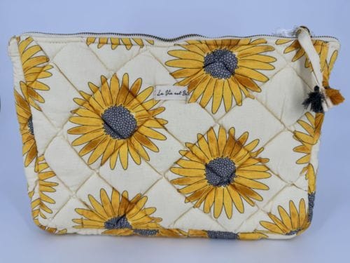 Housse Ordinateur INDIE 100% Coton - "La Vie est Belle" - Couleur Tournesol