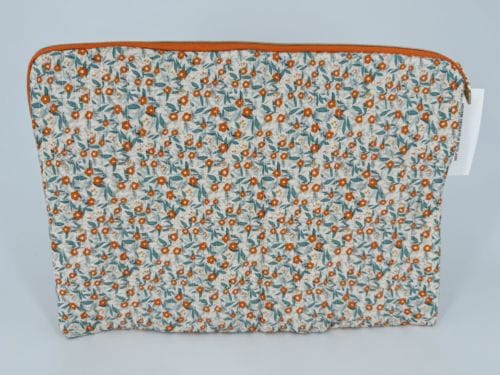 Housse Ordinateur matelassée 13 Pouces - La p'tite cachottière - Liberty 4 Orange