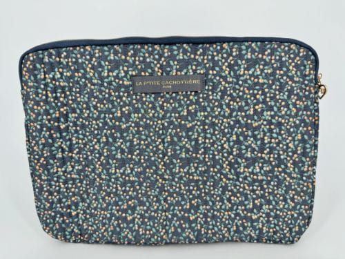 Housse Ordinateur Matelassée 13 Pouces - La p'tite cachottière - Liberty Bleu Gris
