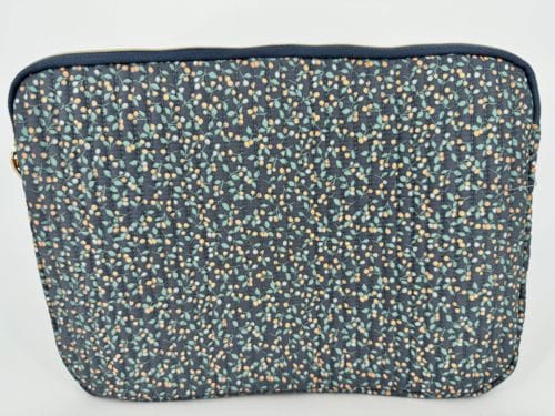 Housse Ordinateur Matelassée 13 Pouces - La p'tite cachottière - Liberty Bleu Gris
