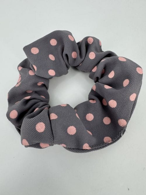 Chouchou à pois Gris et Rose