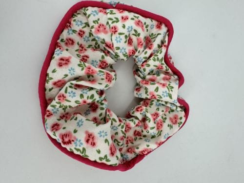 Chouchou Multicolors Fleurs Liseret Rose