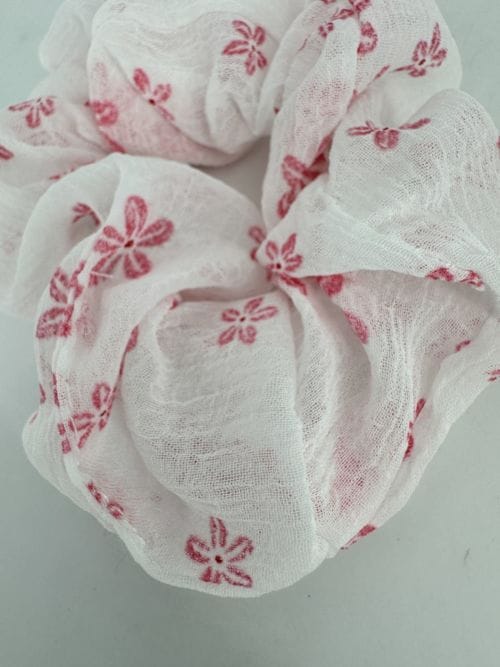 Chouchou Blanc et Rose - Fleurs à 5