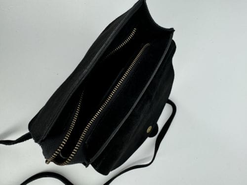 Sac à Mains Boucle Cuir - Geniune Leather - Borse in Pelle - Made in Italy - Couleur Noire