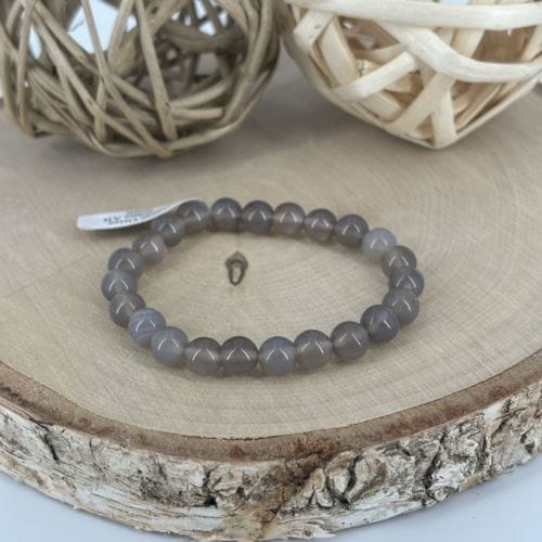 Bracelet boule 08mm agate grise Botswana AB