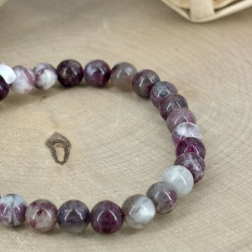 Bracelet boule 06mm tourmaline rose sur quartz A+
