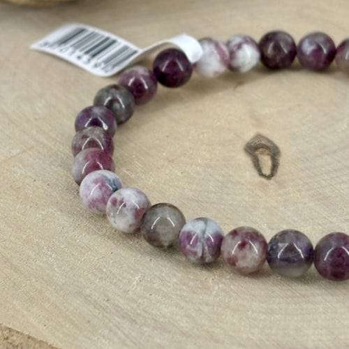 Bracelet boule 06mm tourmaline rose sur quartz A+