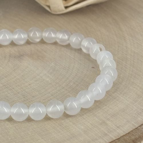 Bracelet boule 06mm agate blanche A