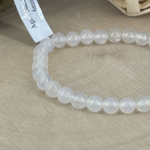 Bracelet boule 06mm agate blanche A