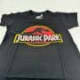 T-shirt Jurassic Park logo classique noir bords jaunes - Taille S