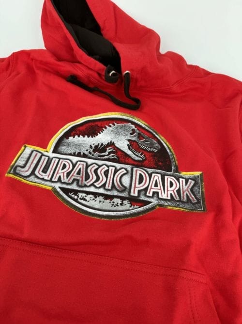 Sweat-shirt Jurassic Park rouge avec logo métal Fruit of the Loom - Taille M