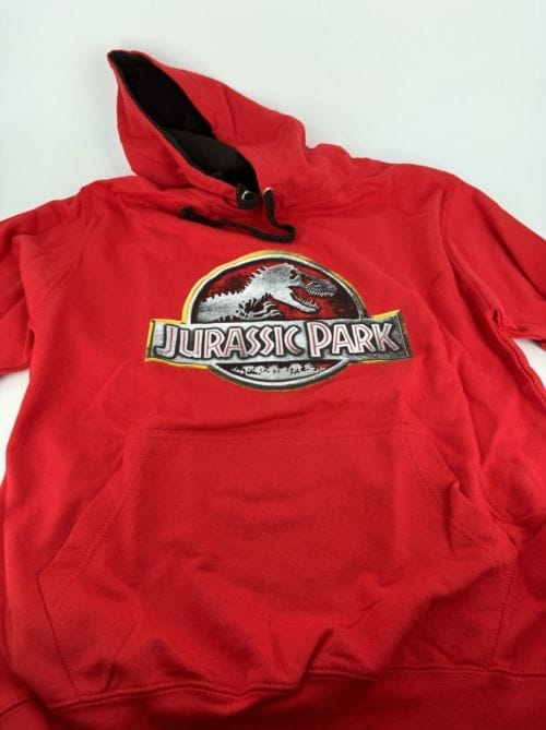 Sweat-shirt Jurassic Park rouge avec logo métal Fruit of the Loom - Taille M