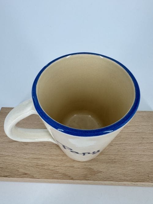 Mug en poterie culinaire Papy - Maison Roussot - Inscriptions de couleur Bleue
