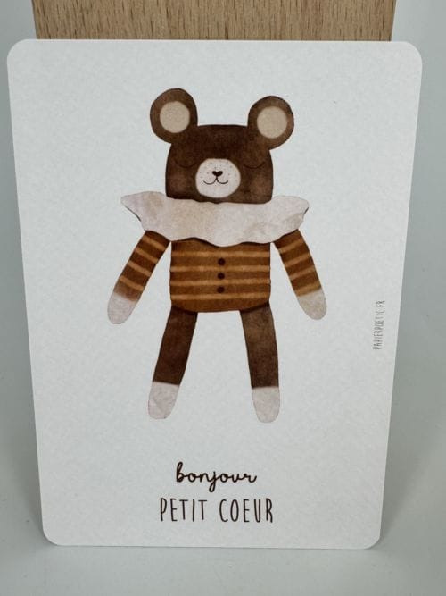 Carte Bonjour Petit Coeur par PapierPoetic