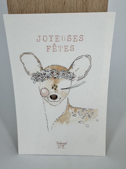 Carte Joyeuses Fêtes Faon - Tendrement Fé