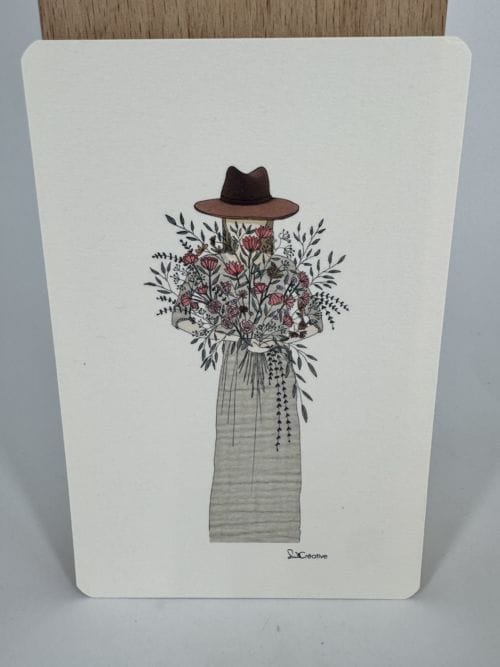 Carte Femme au Chapeau & Bouquet - Suite Créative