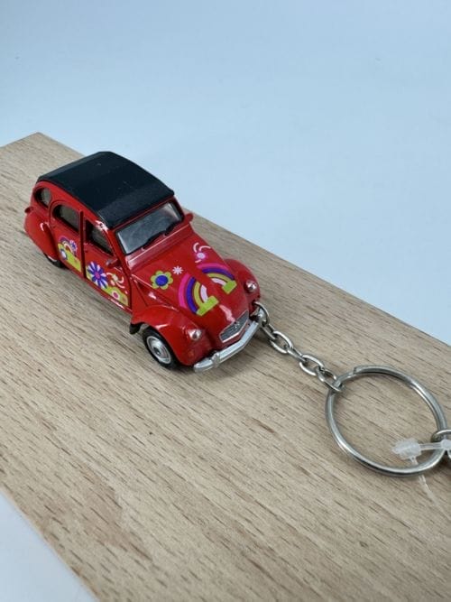 Portes-clés 2 CV rouge - Peace and Love