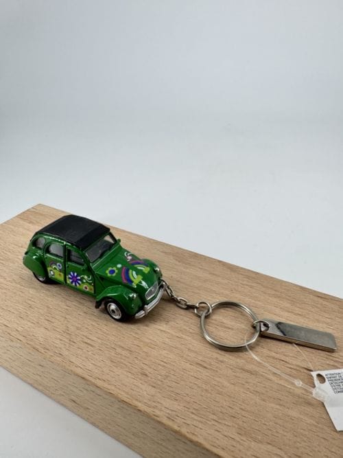 Portes-clés 2 CV verte - Peace and Love