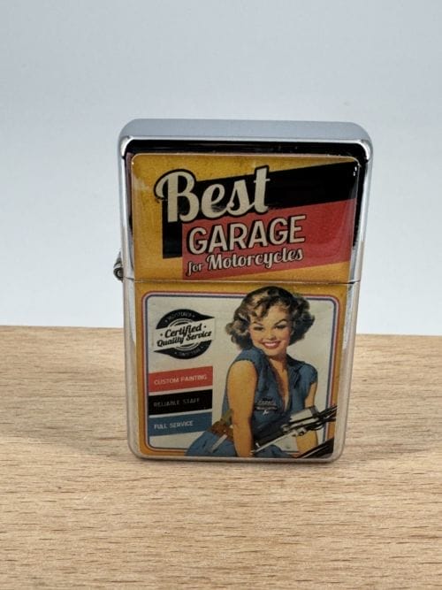 Briquet tempête Moto Best Garage for Motorcycles Pin Up Jaune