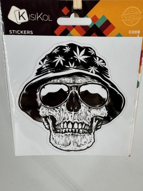 Sticker Skull Tête de mort Homme bob canabis
