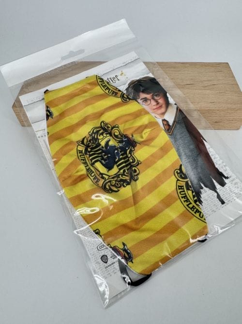 Harry Potter - Masque textile Hufflepuff (Poufsouffle) - Rayures - 100% coton - Taille adulte