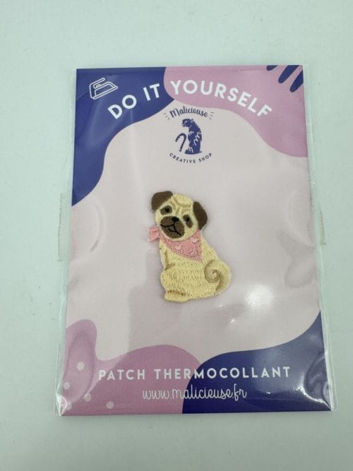 Malicieuse Creative Shop - Patch Thermocollant chien bandana rose - Dog