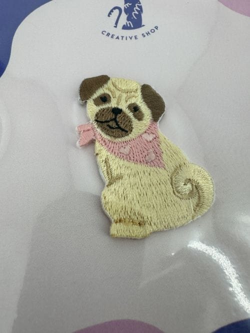 Malicieuse Creative Shop - Patch Thermocollant chien bandana rose - Dog