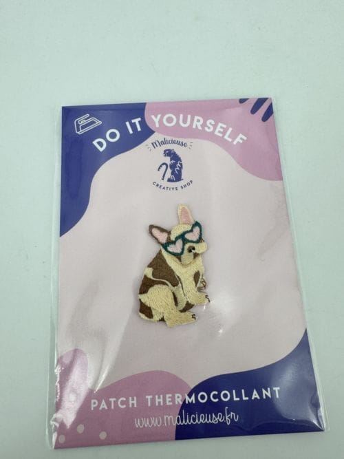 Malicieuse Creative Shop - Patch Thermocollant chien à lunettes - Dog