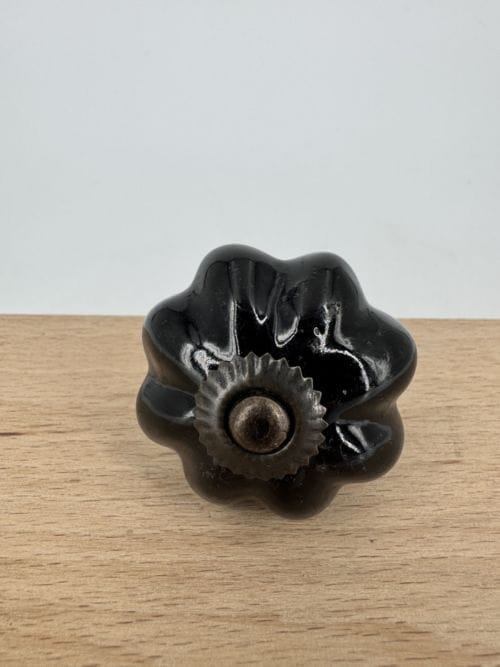 Bouton de poignée pour tiroir noir à fleur
