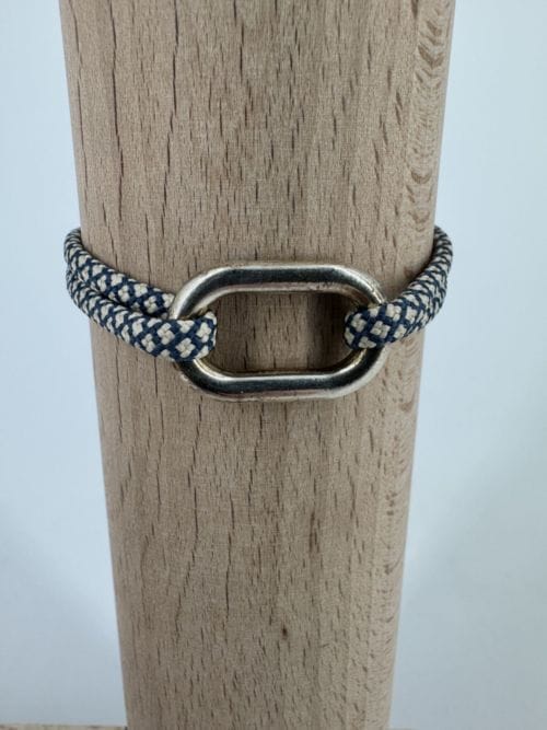 Le vent à la française Bracelet Homme - Oval et plat 2 x 1,5 cm - bracelet moucheté bleu et marron - Résistant à l'eau - taille ajustable - confectionné à la main