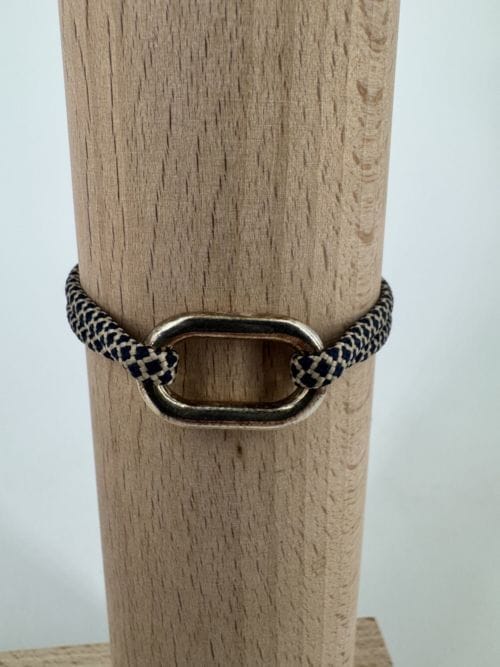 Le vent à la française Bracelet Homme - Oval et plat 2 x 1,5 cm - bracelet moucheté noir et beige - Résistant à l'eau - taille ajustable - confectionné à la main