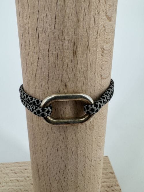 Le vent à la française Bracelet Homme - Oval et plat 2 x 1,5 cm - bracelet moucheté bleu et gris - Résistant à l'eau - taille ajustable - confectionné à la main