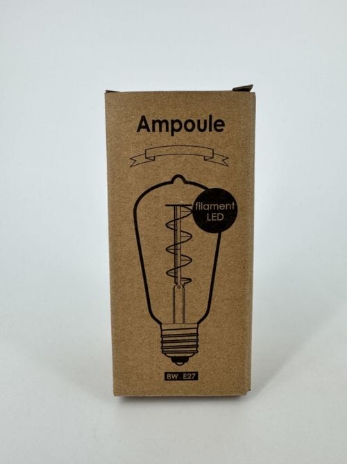 Ampoule E27 Opjet LED filament Bulb 8W 50w incandescent - twist vintage 220-240V - ampoule verre teinté ambré - blanc chaud 700Lm - usage de variateur possible - Ref 015232