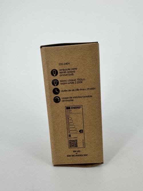 Ampoule E27 Opjet LED filament Bulb 8W 50w incandescent - twist vintage 220-240V - ampoule verre teinté ambré - blanc chaud 700Lm - usage de variateur possible - Ref 015232
