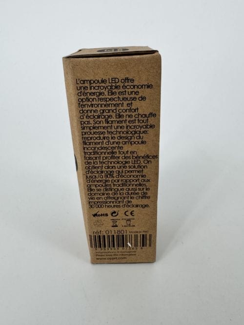 Ampoule E14 Opjet LED spiral filament Bulb 3,4W 40W - ampoule verre teinté ambré - blanc chaud 12-140Lm - usage de variateur possible - Ref 011801