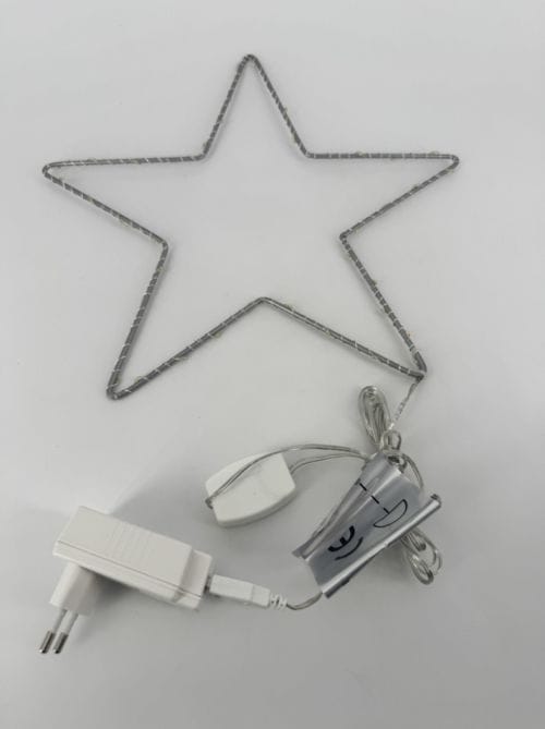 Etoile opjet décoration lumineuse LED à suspendre avec adaptateur - couleur métallique grise - 220/240W AC 50/60Hz - ref 011723 (étoile 30 - 30 cm)