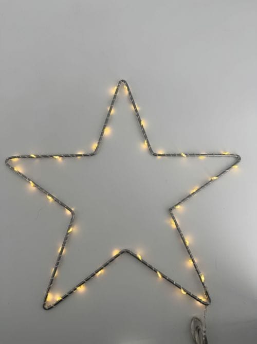 Etoile opjet décoration lumineuse LED à suspendre avec adaptateur - couleur métallique grise - 220/240W AC 50/60Hz - ref 011723 (étoile 30 - 30 cm)