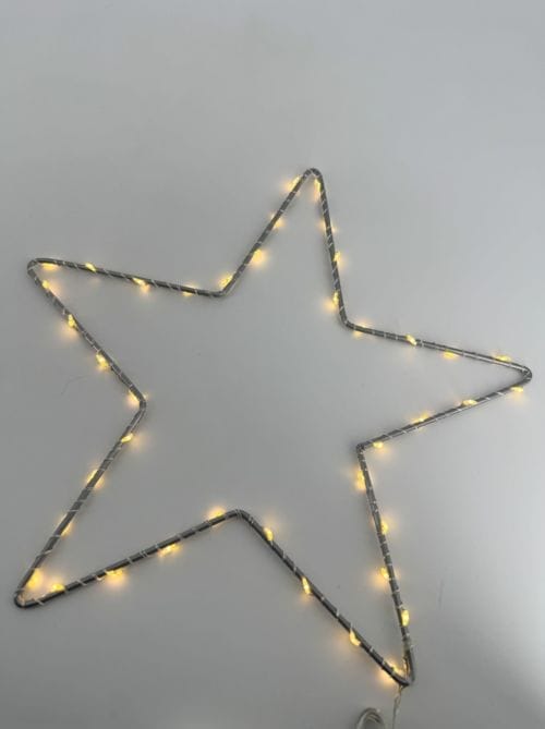 Etoile opjet décoration lumineuse LED à suspendre avec adaptateur - couleur métallique grise - 220/240W AC 50/60Hz - ref 011723 (étoile 30 - 30 cm)