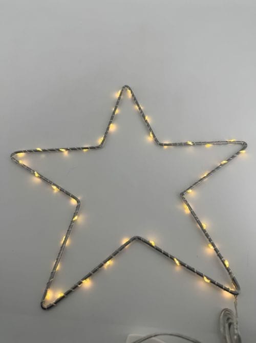 Etoile opjet décoration lumineuse LED à suspendre avec adaptateur - couleur métallique grise - 220/240W AC 50/60Hz - ref 011723 (étoile 30 - 30 cm)