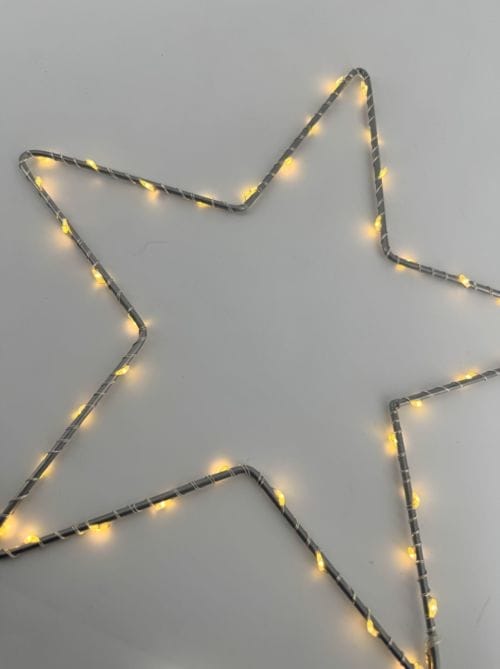 Etoile opjet décoration lumineuse LED à suspendre avec adaptateur - couleur métallique grise - 220/240W AC 50/60Hz - ref 011723 (étoile 30 - 30 cm)