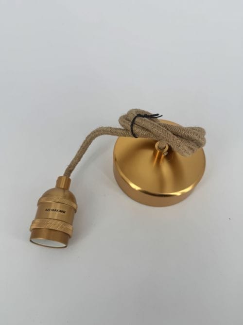 Suspension Opjet douille dorée satine foncé 110 cm - câble corde naturelle rosace - Ref 015318