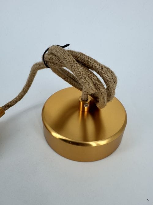 Suspension Opjet douille dorée satine foncé 110 cm - câble corde naturelle rosace - Ref 015318
