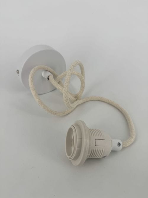 Suspension Opjet douille blanche 110 cm - câble coton blanc rosace - Ref 016895