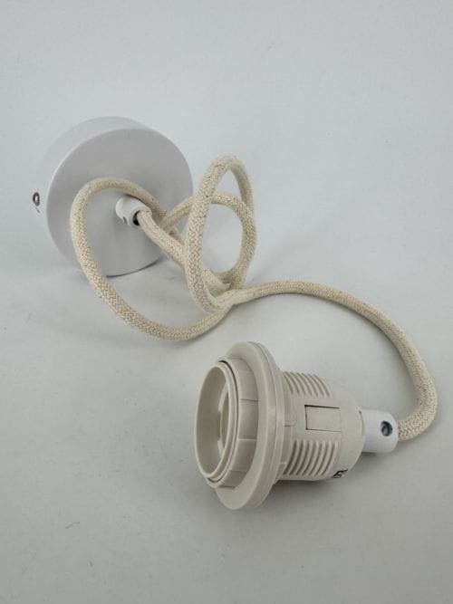 Suspension Opjet douille blanche 110 cm - câble coton blanc rosace - Ref 016895